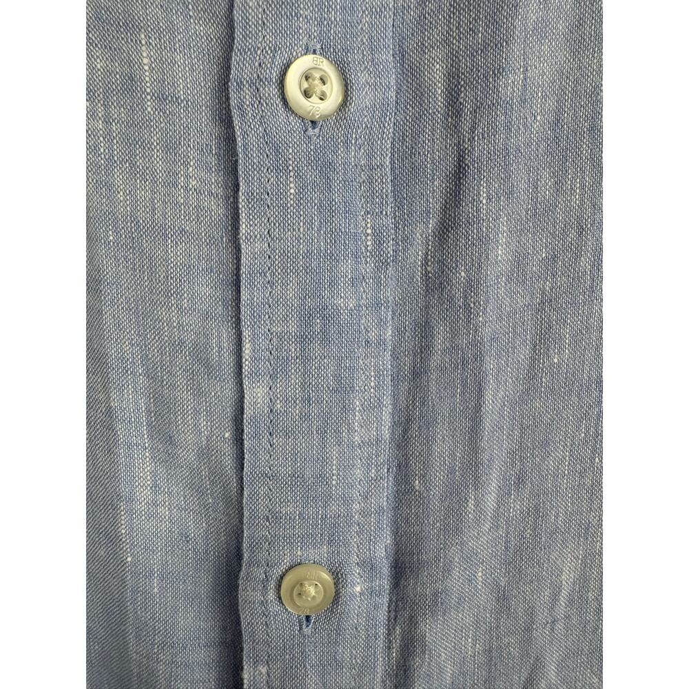 Banana Republic Camden Linen Shirt Chambray Blue Large Men’s - Picture 7 of 13